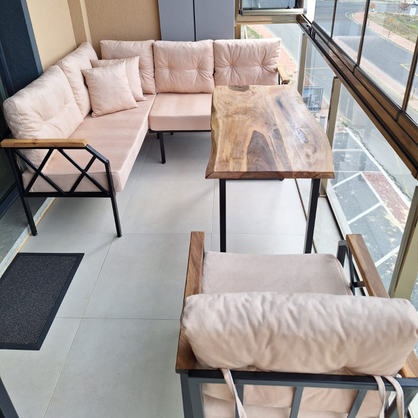 Krem Balkon Köşe Takımı - Görsel 2