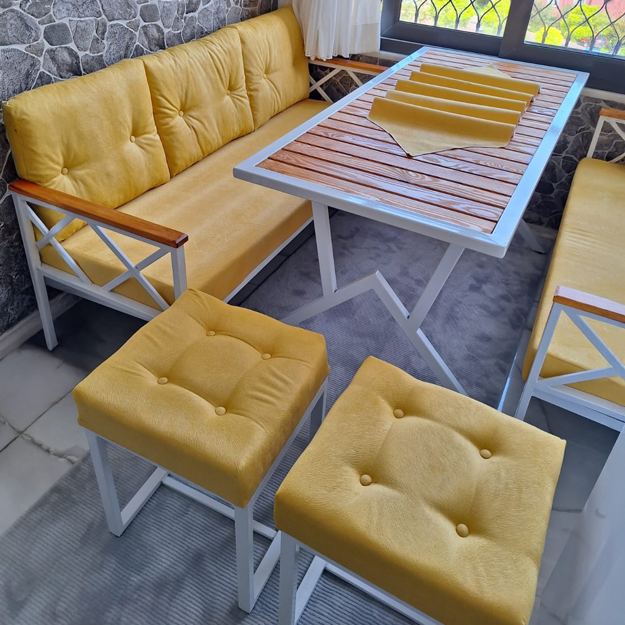 Beyaz Metal Balkon Koltuk Takımı - Görsel 2